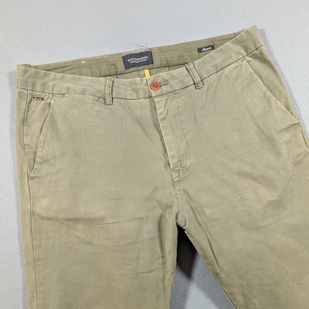 Scotch & Soda Stuart Chino Pants Mens 32x32 Olive Green Regular Slim Trousers